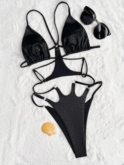 Baddräkt Dam Monokini Vågig Polyester Spandex-1