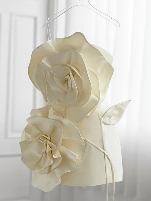 Damklänning Mini Blommönster Ärmlös Bomull Polyester 1