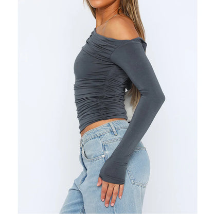 Dam Asymmetrisk Topp Högkvalitativt Material Smal Passform-3