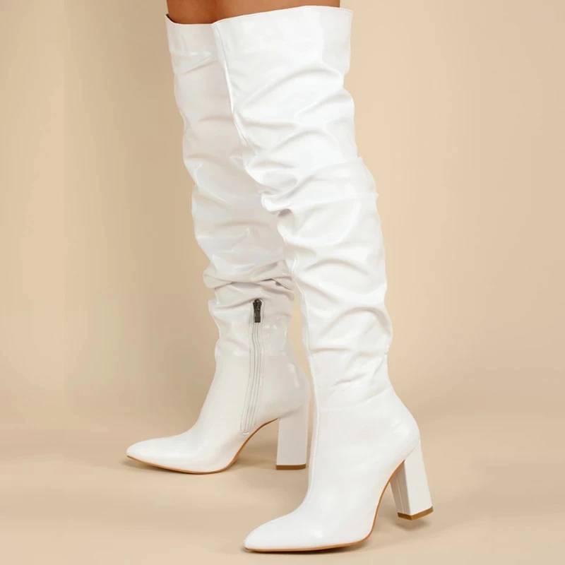 Dam Stövlar Spetsig Topp Gummi och PU, Mycket Hög Klack-3