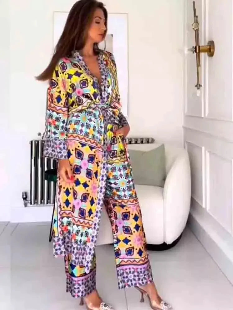 Snygga Byxor Dam Chic Tryck Lätt Polyester-2