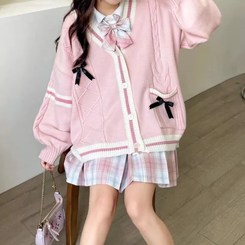 Lång Kofta Dam Geometrisk Design Polyester V-hals-3