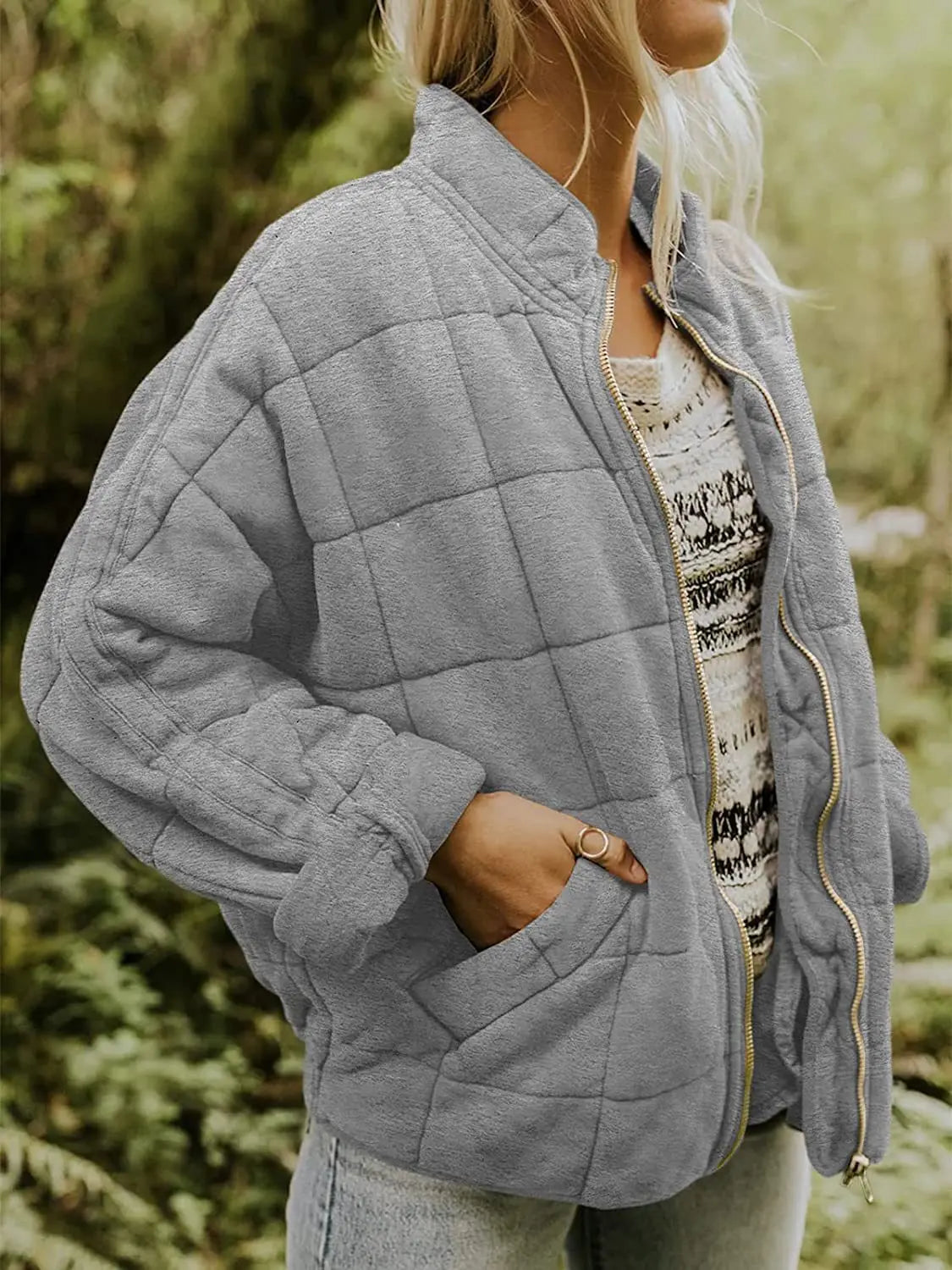 Damjacka Enkel Stil Högkvalitativ Polyester Avslappnad Passform-2