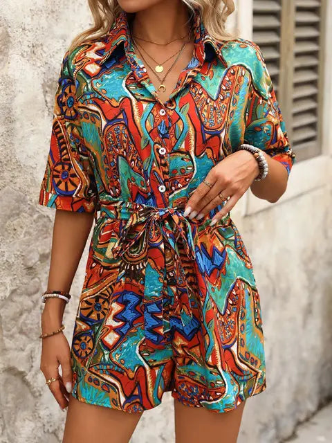 Dam Jumpsuit Avslappnad Med Knutdetalj Luftigt Tyg 9