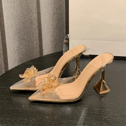 Dam Slingback Skor Spetsig Tå PVC Hög Klack 9,5 cm-1