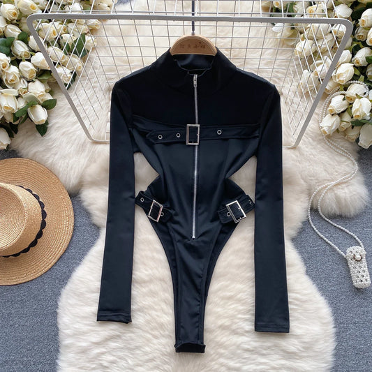 Dam Bodysuit Mjuk Polyester Smickrande Silhuett-1