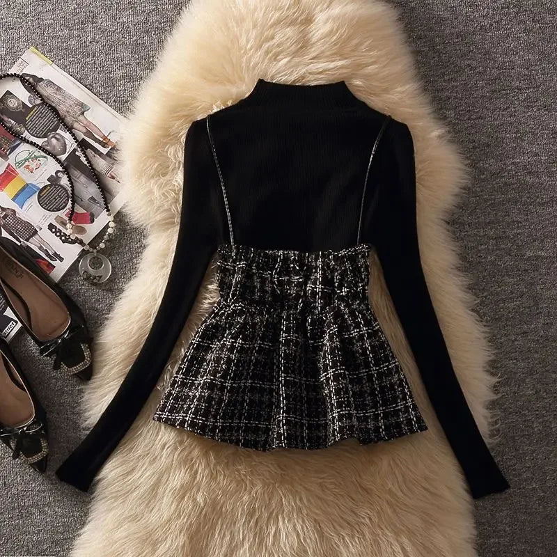 Dam Festtoppar med Pärlkrage och Rollkrage i Ull-3