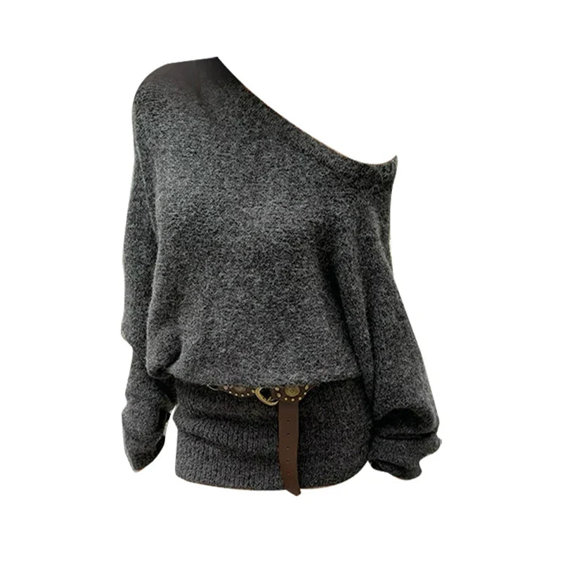 Dam Stickad Tröja med Klockhylsor Mjuk Akryl-6