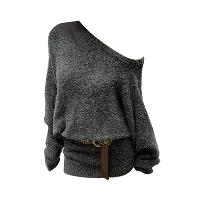 Dam Stickad Tröja med Klockhylsor Mjuk Akryl-6