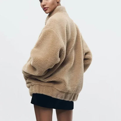 Damjacka Överdimensionerad Teddy Mjuk Fleece för Kalla Dagar-2