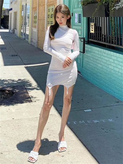 Elegant Svart Miniklänning med Stativkrage – Glittrig Klänning i Polyester för Fest och Speciella Tillfällen 3