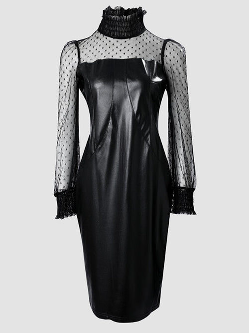 Dam Mini Klänning Turtleneck Polyester Monokrom 1