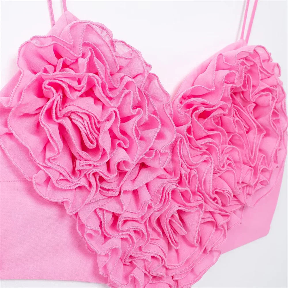 Dam Blommig Crop Top, Ärmlös och Stretchig Polyester – Slim Fit Super Kort Topp för Sommarens Festligheter 6