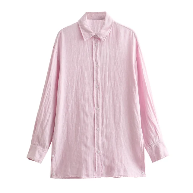 Dam Långärmad Blus Löst Passform Linne-6