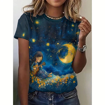 Dam Kort Topp Trendig Bomull-3