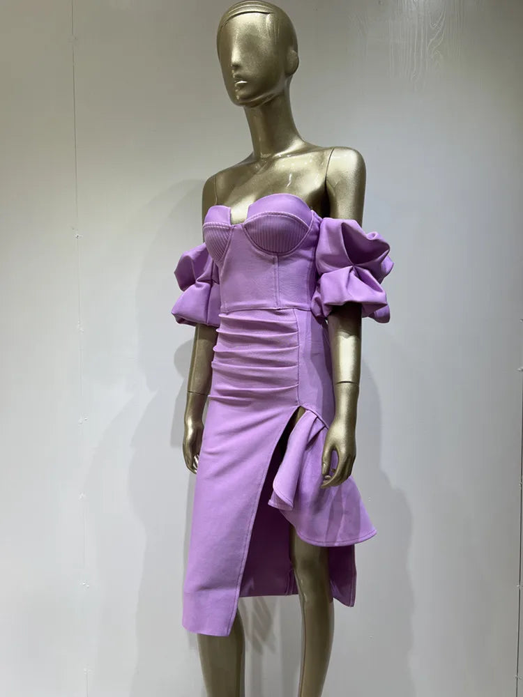 Kvinnors Midi Klänning Monokrom Nylon Spandex-3