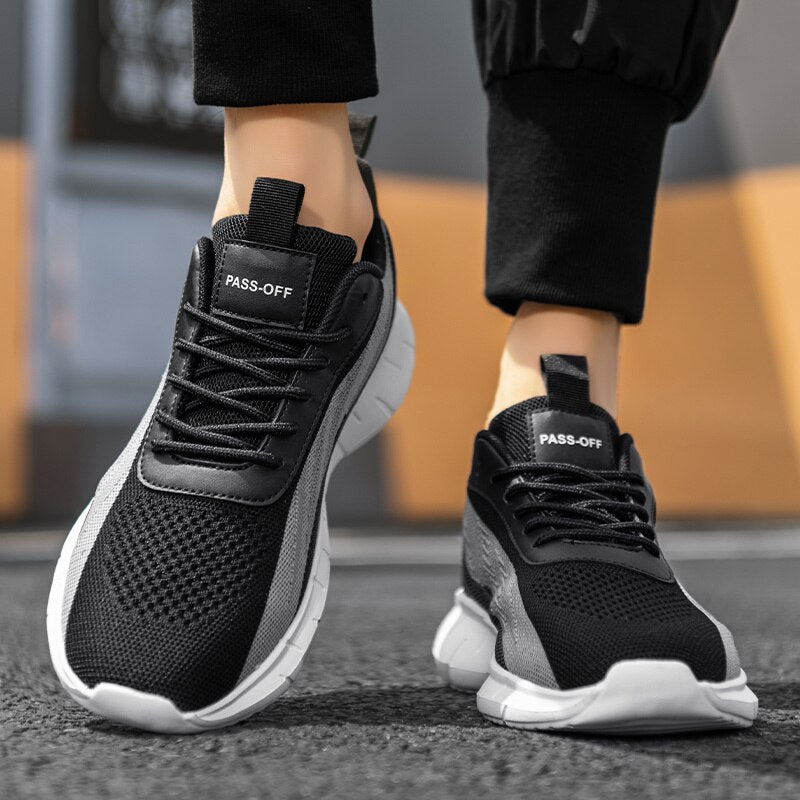 Herrsneakers Lätta Sportiga med Dynamiskt Mönster Textil-1