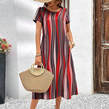 Dam Klänning Lätt Luftig Design 100% Bomull-5