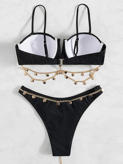 Dam Bikini Set Strandlook Spandex Polyester-3