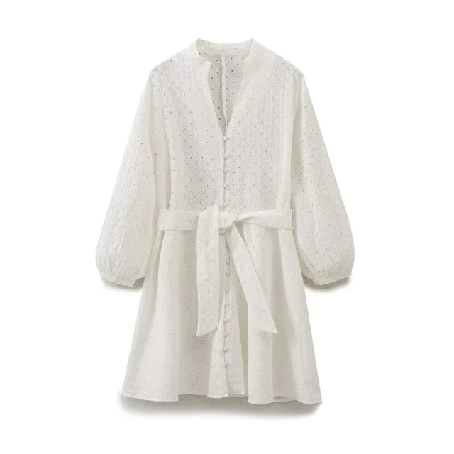 Dam Kort Blus Broderad Polyester 7