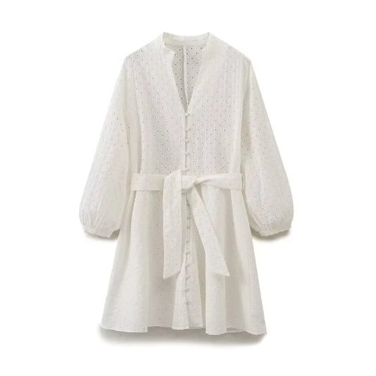 Dam Kort Blus Broderad Polyester 1