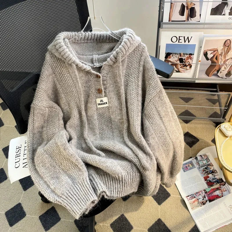 Kvinnors Hoodie med Knappstängning Mjuk Fleece-3