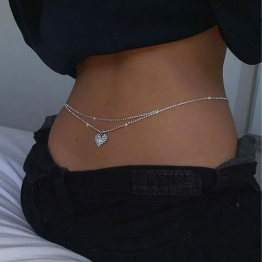 Kvinnor Belly Chain Geometrisk Design Koppar Rhinestone-1