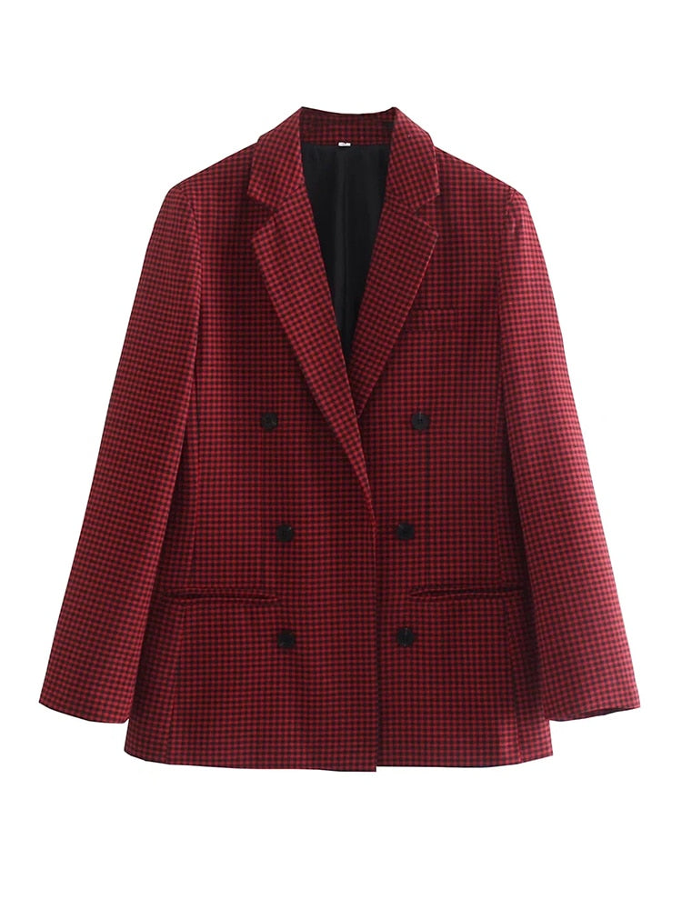 Variant image for Dam Blazer Modern Kontrollmönster Bomull Polyester Elegant Casual-7