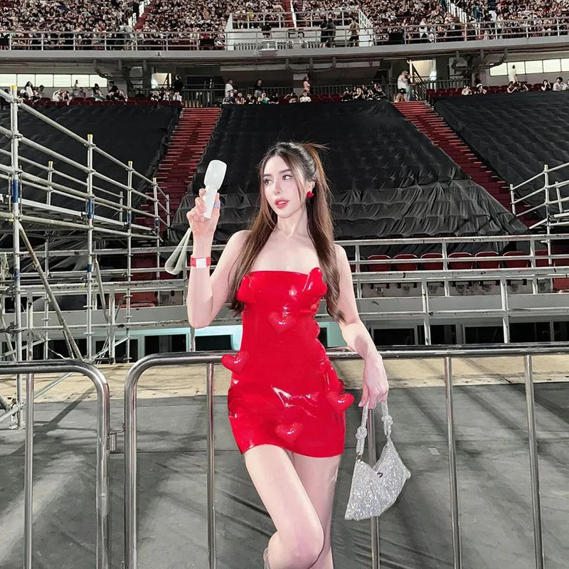 Kvinnors Miniklänning Syntetiskt Läder Med Dragkedja-5