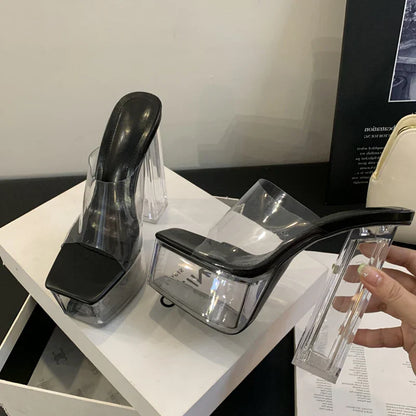 Kvinnors Nattpumpsandaler Hög Häl PVC Komfort-3