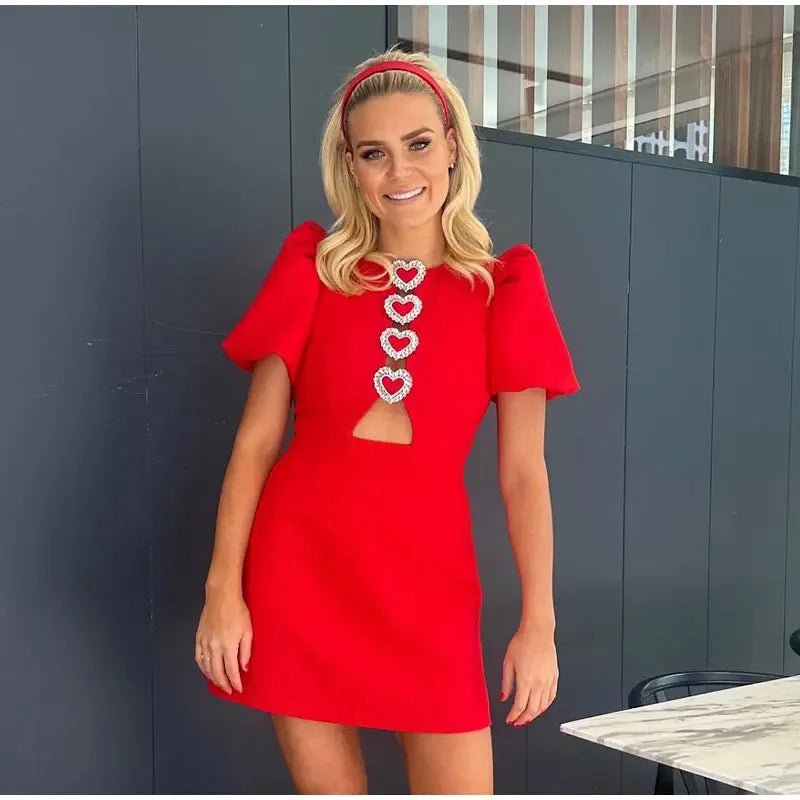Fina Dam Klänningar Romantisk Hjärtdekor 100% Polyester-2