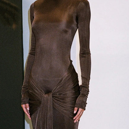 Variant image for Maxiklänning Dam Stretchig Polyester Golvlängd Lång Ärmlängd-7