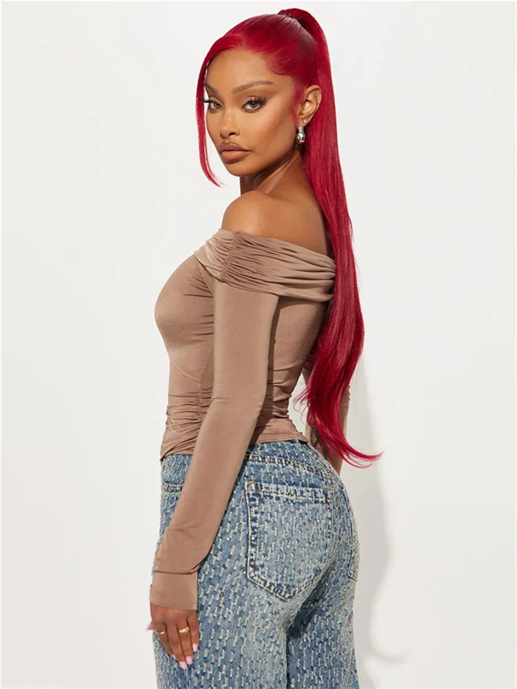 Vit Blus Dam Trendig Polyester Spandex-3