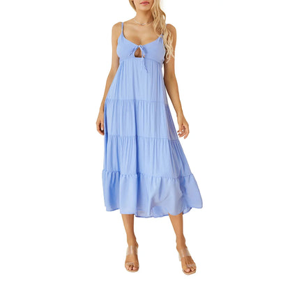 Variant image for Maxi Klänning Dam Med Bindande Bälte Lång Polyester-9