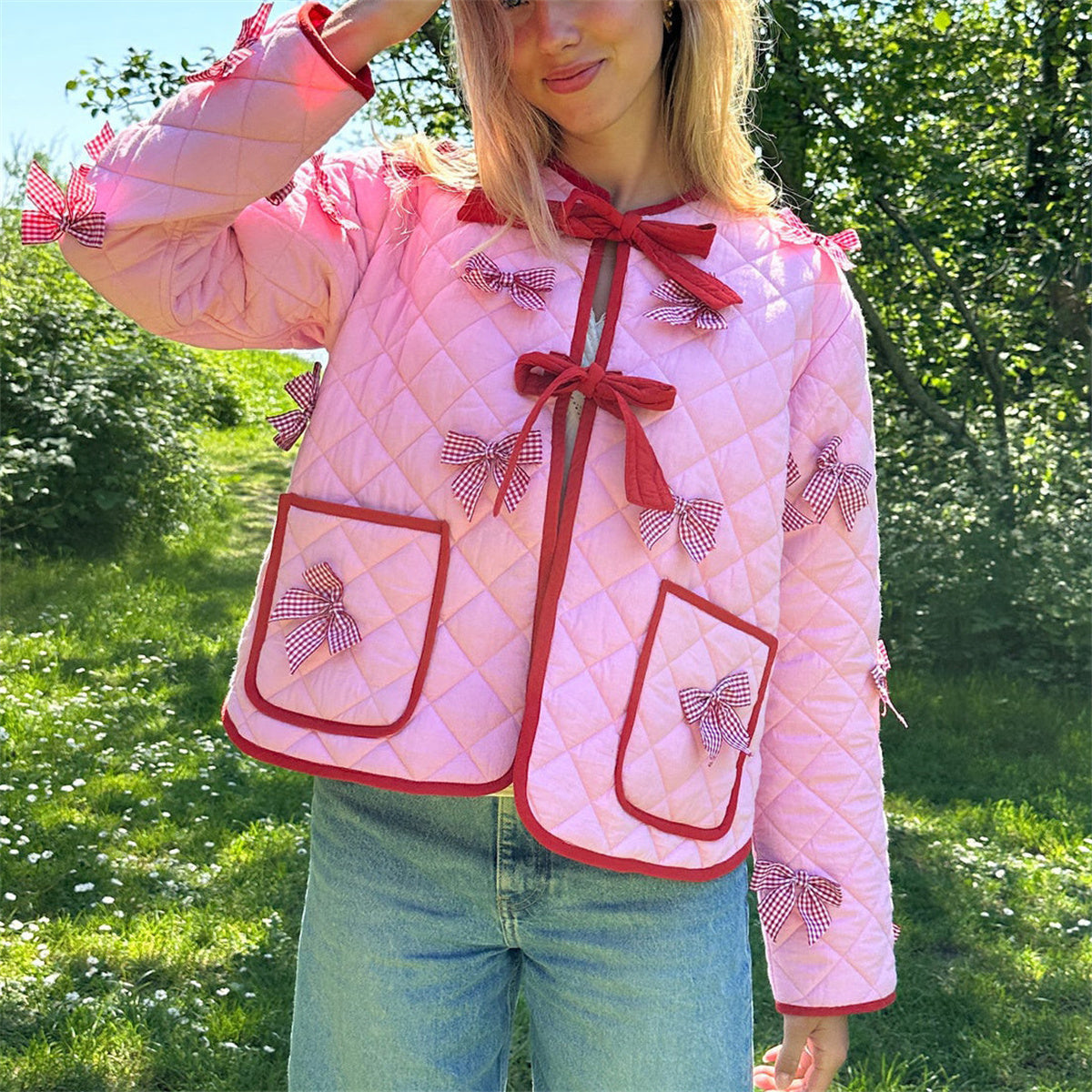 Dam Tröja Vadderad Långa Ärmar Högkvalitativt Tyg-1