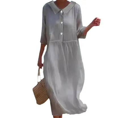 Variant image for Kvinnors Avslappnad Klänning Högkvalitativ Bomull-1