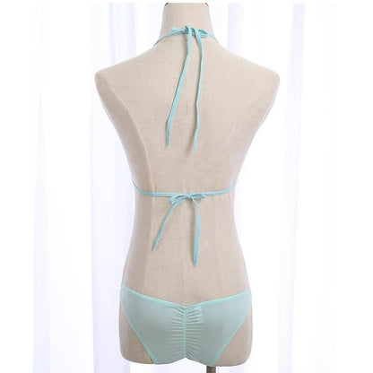 Dam Bikini Set Monokrom Spandex med Glittrande Detaljer-6