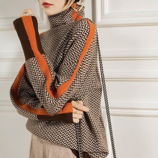 Dam Vintertröja Randig Ullmix Mysig-3