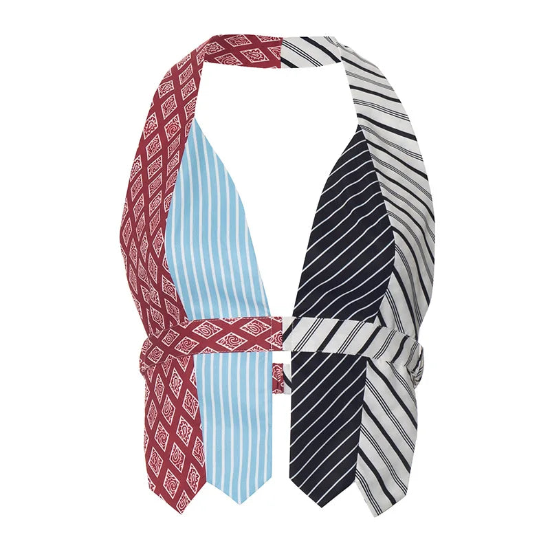 Dam Festtopp Randig Spandex Med Snygg Ryggdetalj-6