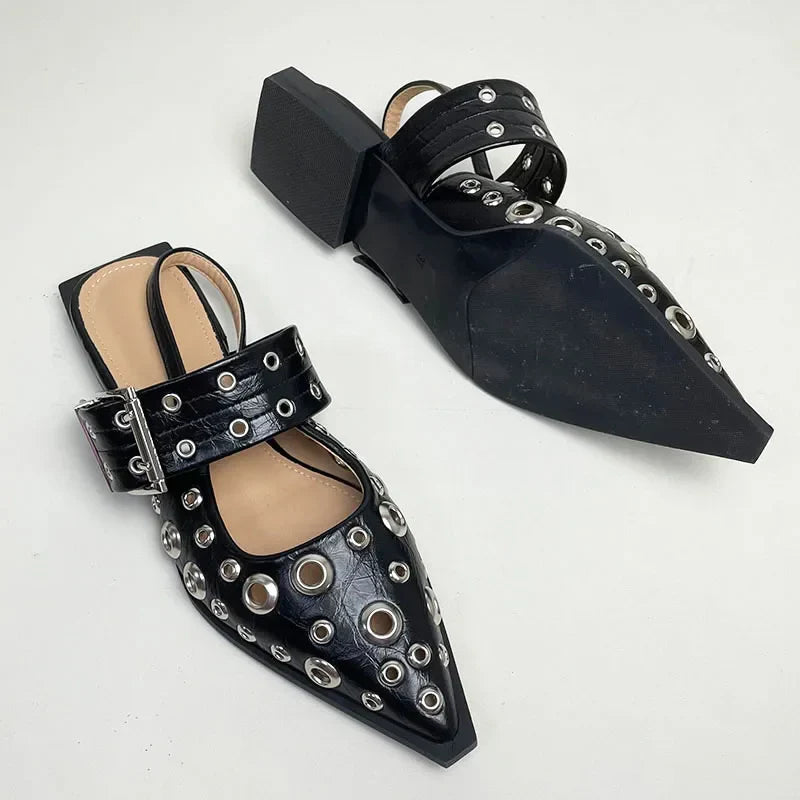 Dam Mules Bekväm PU Sandal Elegant Gummisula 3