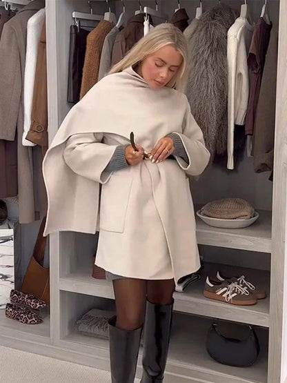 Kvinnors Asymmetrisk Kappa i Högkvalitativ Ull – Modern Design, Svart, För Kalla Dagar, Finns i Storlekar S-L 3