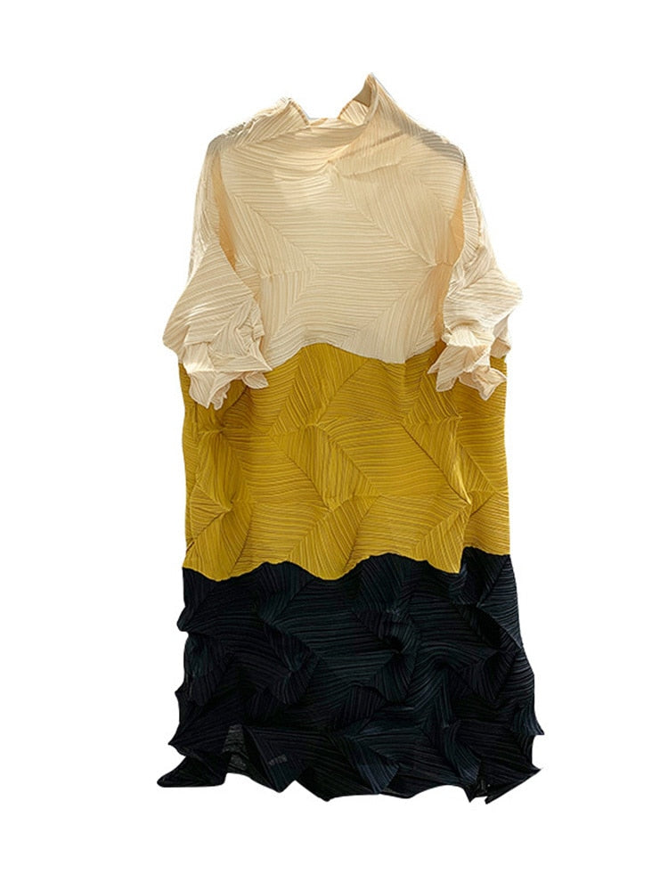 Damklänning Midi Turtleneck Polyester Löst Passform-1