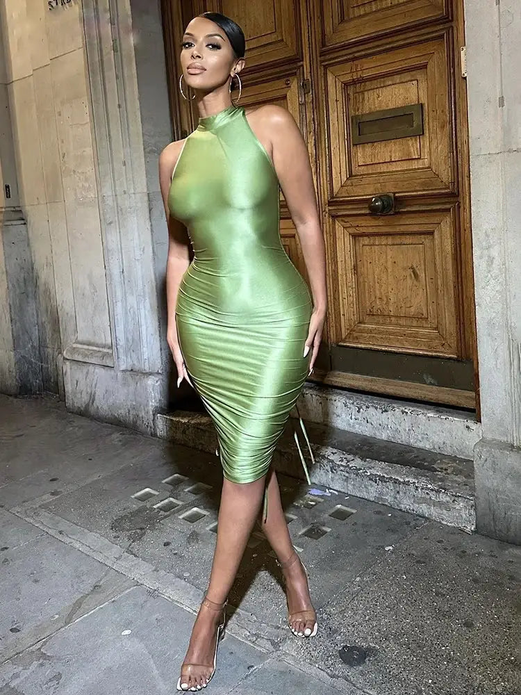 Kvinnors Mini Klänning Tätt Sittande Polyester Spandex-2