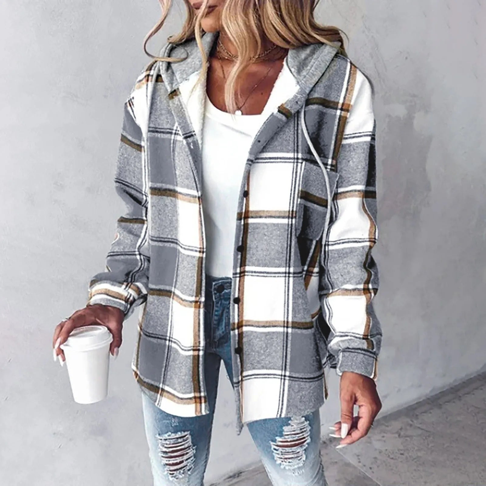 Kvinnors Jacka Höst och Vinter Elegant Hållbara Material-5
