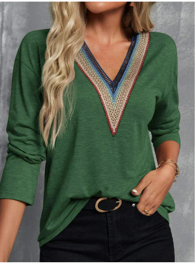 Kvinnors Höstblus i Högkvalitativt Tyg med Modern Design och Unikt Mönster – Mjuk och Varm Blus för Avslappnad Stil 2