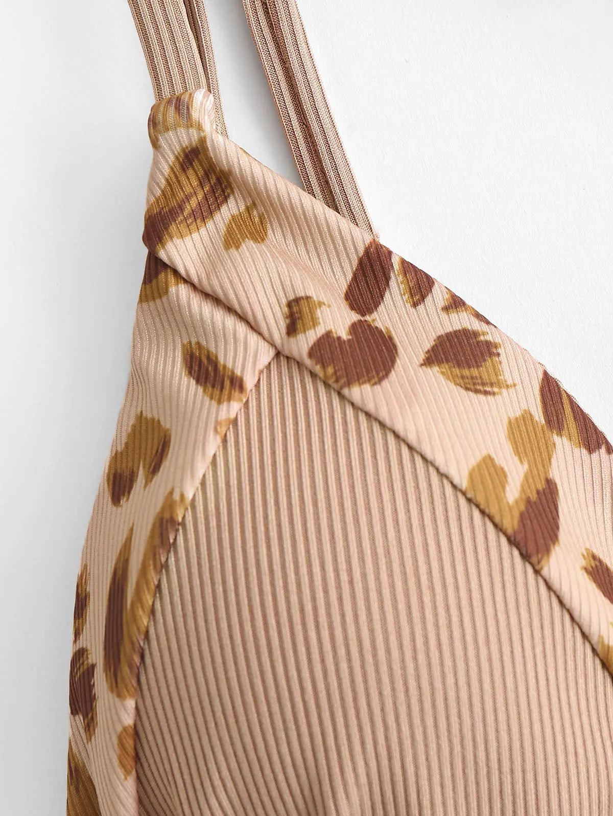 Dam Ankelklänning Leopardmönstrad Ribbad Bomull-3