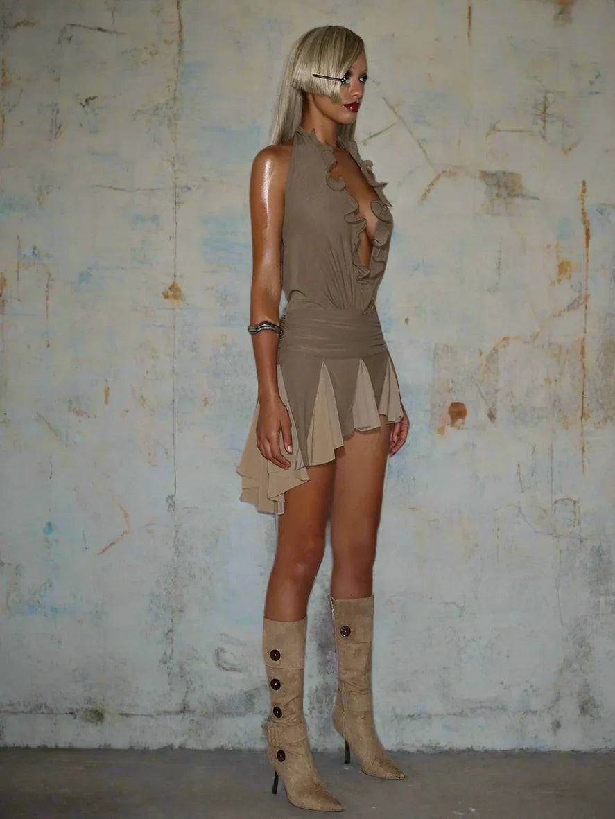 Dam Klänning Mini Knälång Polyester Spandex Elegant Fina Dam Klänningar-2