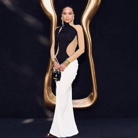 Maxiklänning Dam Lappad Design Polyester Spandex 1