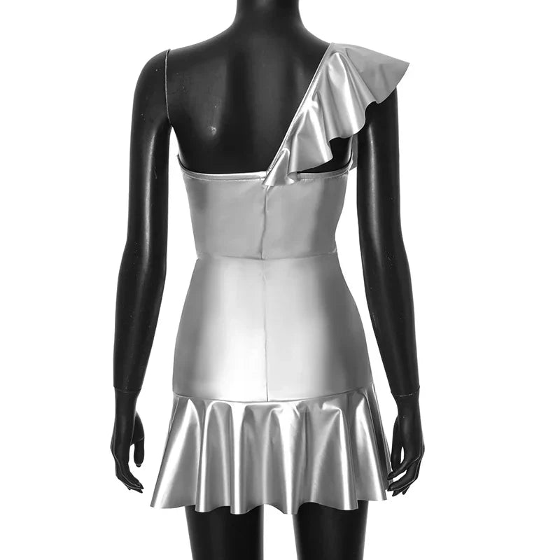 Dam Miniklänning A-linje Polyester Med Rüschenkante-6