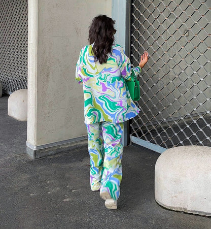 Tvådelat Set Dam Siden och Bomull - Elegant Kjol och Topp Kombinera för Stilsäker Look 5